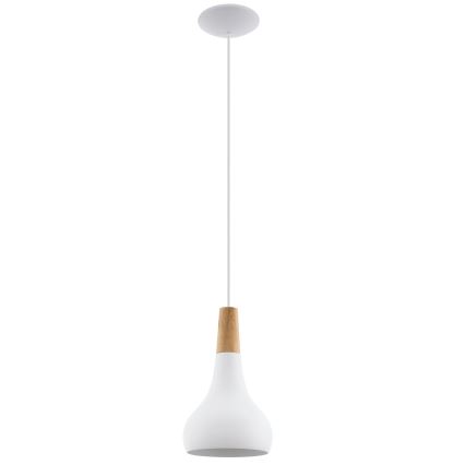 Eglo - Ljuskrona med textilsladd 1xE27/60W/230V diameter 18 cm vit