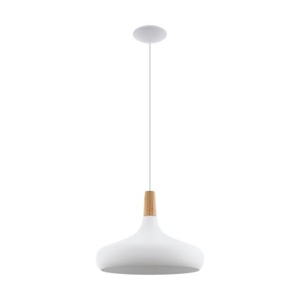 Eglo - Ljuskrona med textilsladd 1xE27/40W/230V diameter 40 cm vit - FSC certifierade