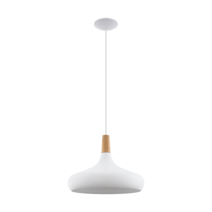 Eglo - Ljuskrona med textilsladd 1xE27/40W/230V diameter 40 cm vit - FSC certifierade