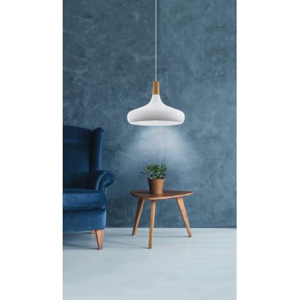 Eglo - Ljuskrona med textilsladd 1xE27/40W/230V diameter 40 cm vit - FSC certifierade