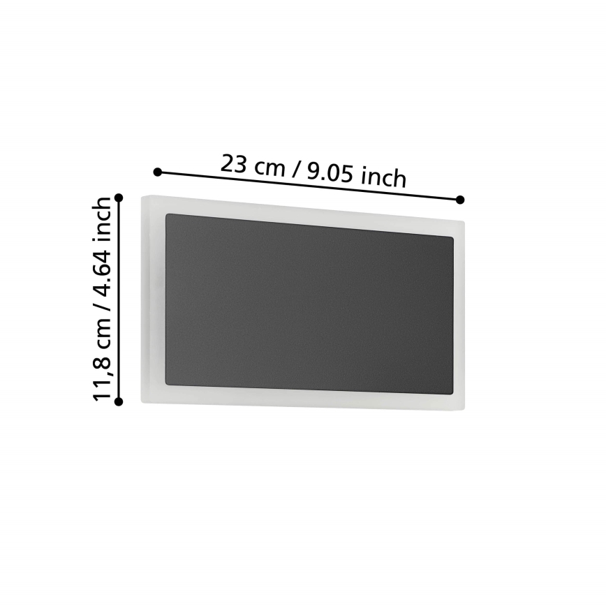 Eglo - LED väggbelysning LED/12W/230V 3000K 12x23 cm svart