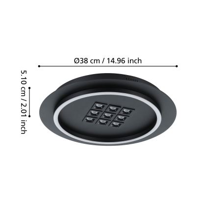Eglo - LED Dimbar taklampa LED/21,4W/230V 2700-6500K svart + fjärrkontroll