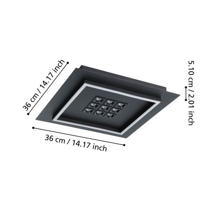 Eglo - LED Dimbar taklampa LED/21,4W/230V 2700-6500K svart + fjärrkontroll