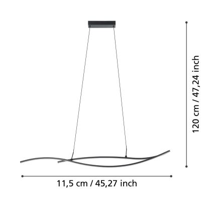 Eglo - LED ljuskrona med textilsladd LED/20W/230V 4000K svart