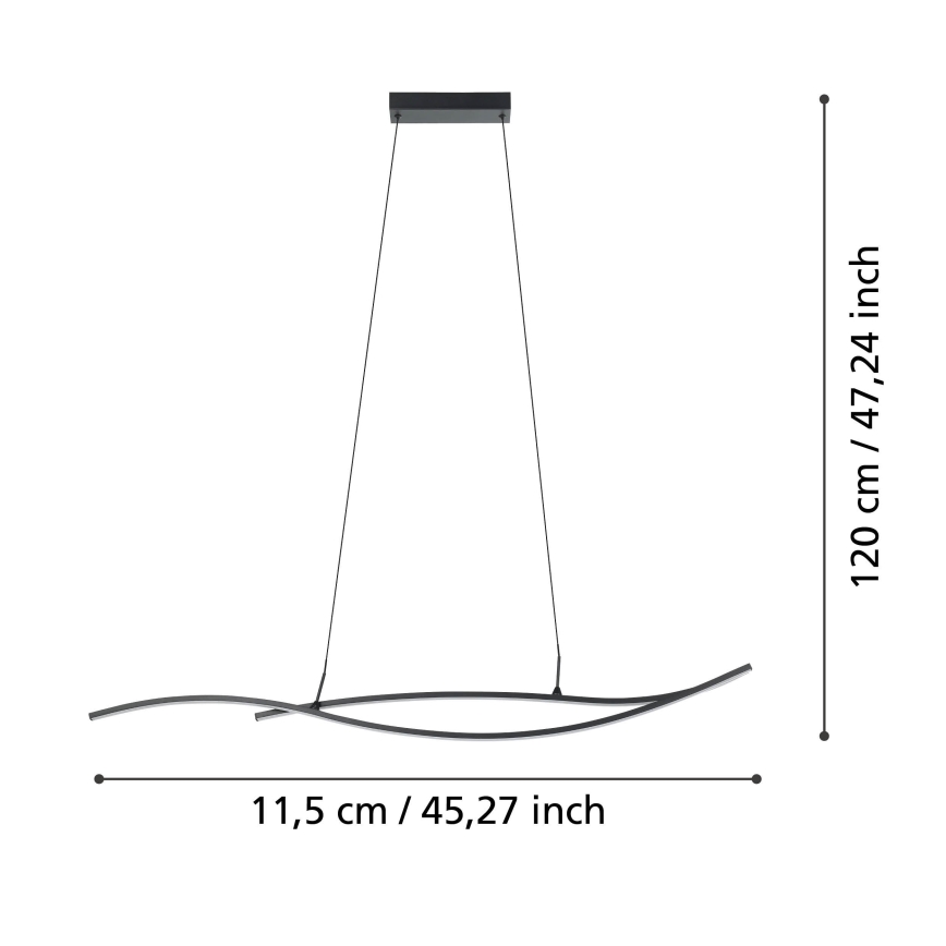 Eglo - LED ljuskrona med textilsladd LED/20W/230V 4000K svart