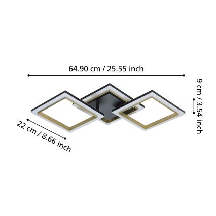 Eglo - LED Dimbar taklampa LED/20W/230V 4000K svart/guld