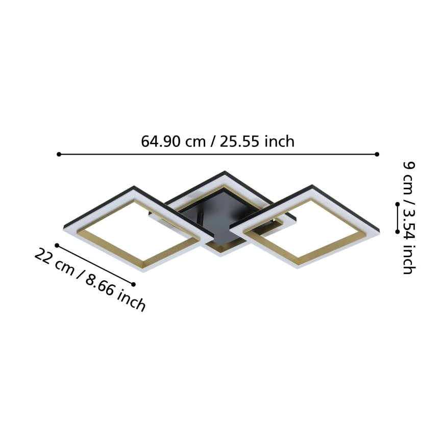Eglo - LED Dimbar taklampa LED/20W/230V 4000K svart/guld