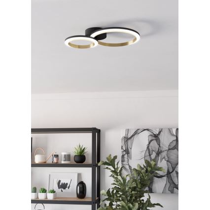 Eglo - LED Dimbar taklampa LED/12W/230V 4000K svart/guld