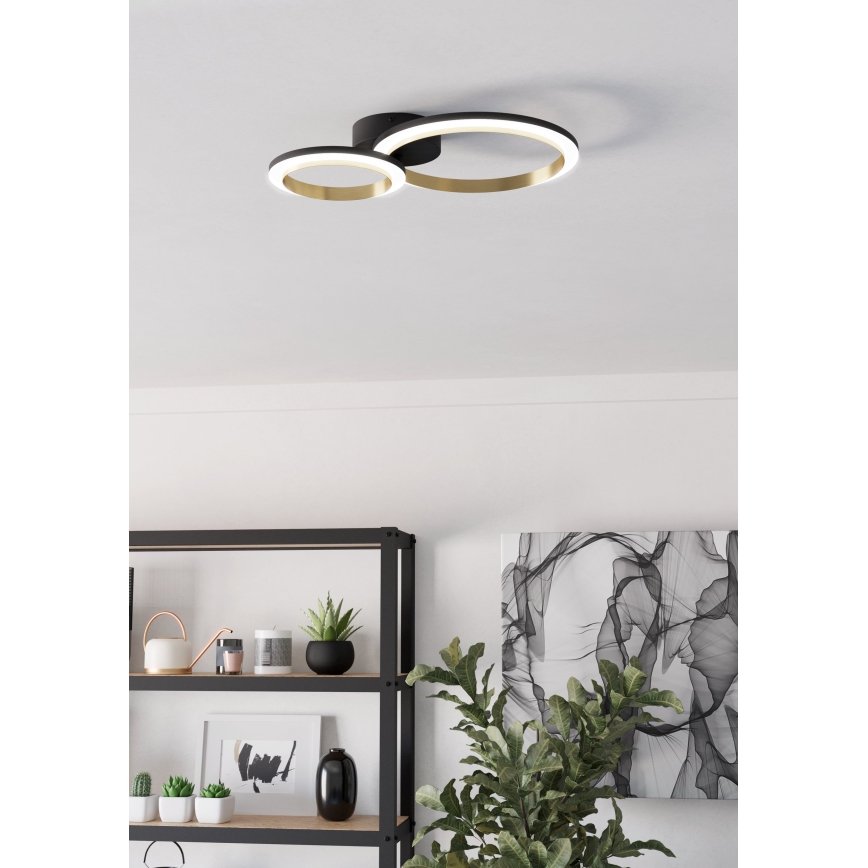 Eglo - LED Dimbar taklampa LED/12W/230V 4000K svart/guld