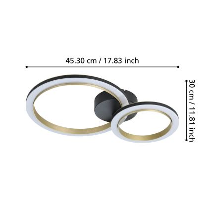 Eglo - LED Dimbar taklampa LED/12W/230V 4000K svart/guld
