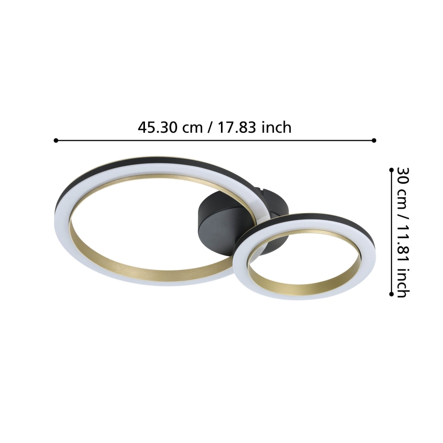 Eglo - LED Dimbar taklampa LED/12W/230V 4000K svart/guld