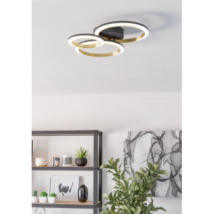 Eglo - LED Dimbar taklampa LED/20W/230V 4000K svart/guld
