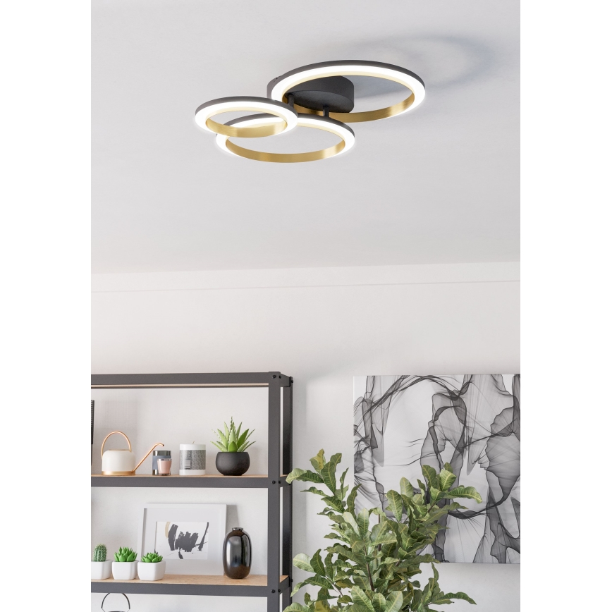 Eglo - LED Dimbar taklampa LED/20W/230V 4000K svart/guld
