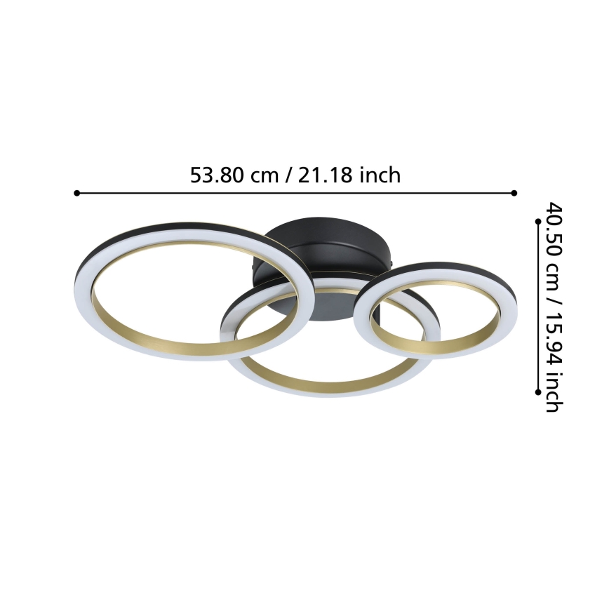 Eglo - LED Dimbar taklampa LED/20W/230V 4000K svart/guld