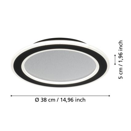 Eglo - LED Dimbar taklampa LED/20W/230V 2700-6500K svart + fjärrkontroll
