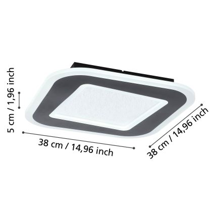 Eglo - LED Dimbar taklampa LED/20W/230V 2700-6500K svart + fjärrkontroll
