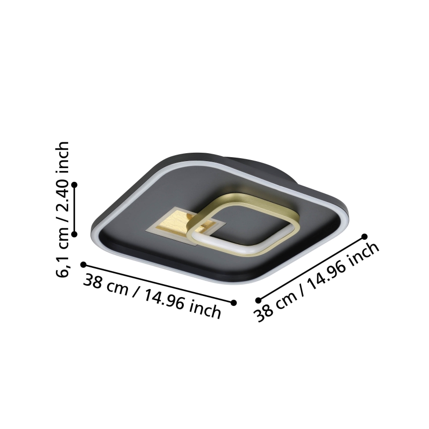Eglo - LED taklampa 1xLED/16,2W/230V + 1xLED/9,2W 38x38 cm svart/guld