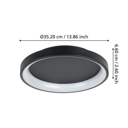 Eglo - LED Dimbar taklampa LED/12W/230V 2700-6500K svart + fjärrkontroll