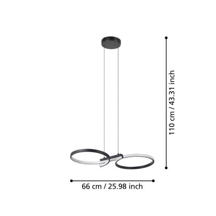 Eglo - LED ljuskrona med textilsladd LED/21W/230V 3000K svart