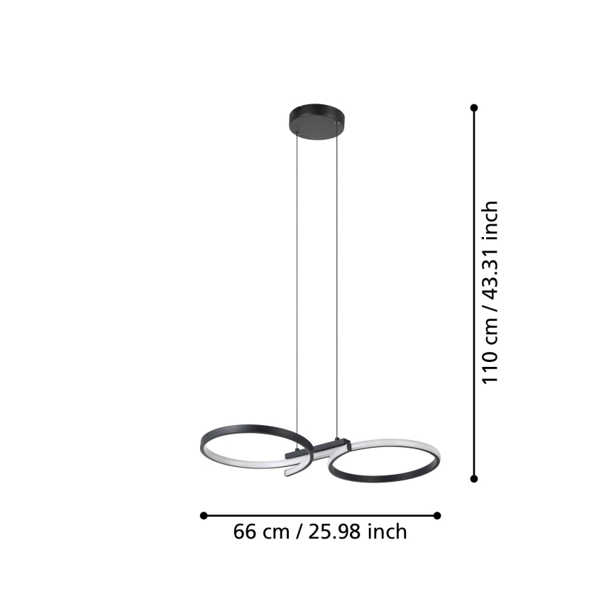 Eglo - LED ljuskrona med textilsladd LED/21W/230V 3000K svart