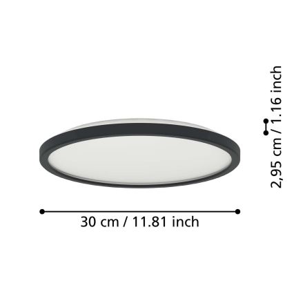 Eglo - LED taklampa för badrum LED/13,9W/230V 2700/4000/6500K diameter 30 cm IP44 svart