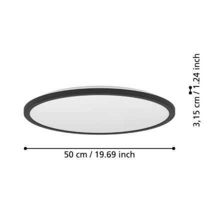 Eglo - LED taklampa för badrum LED/16,8W/230V 2700/4000/6500K diameter 50 cm IP44 svart