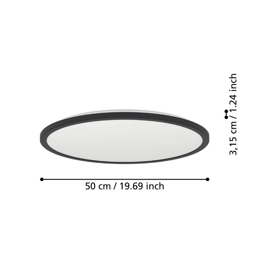 Eglo - LED taklampa för badrum LED/16,8W/230V 2700/4000/6500K diameter 50 cm IP44 svart