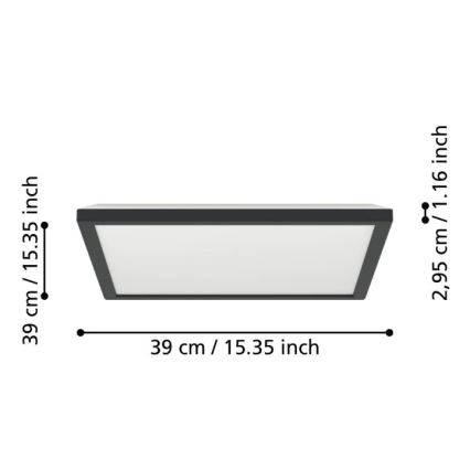 Eglo - LED taklampa för badrum LED/17,6W/230V 2700/4000/6500K 39x39 cm IP44 svart