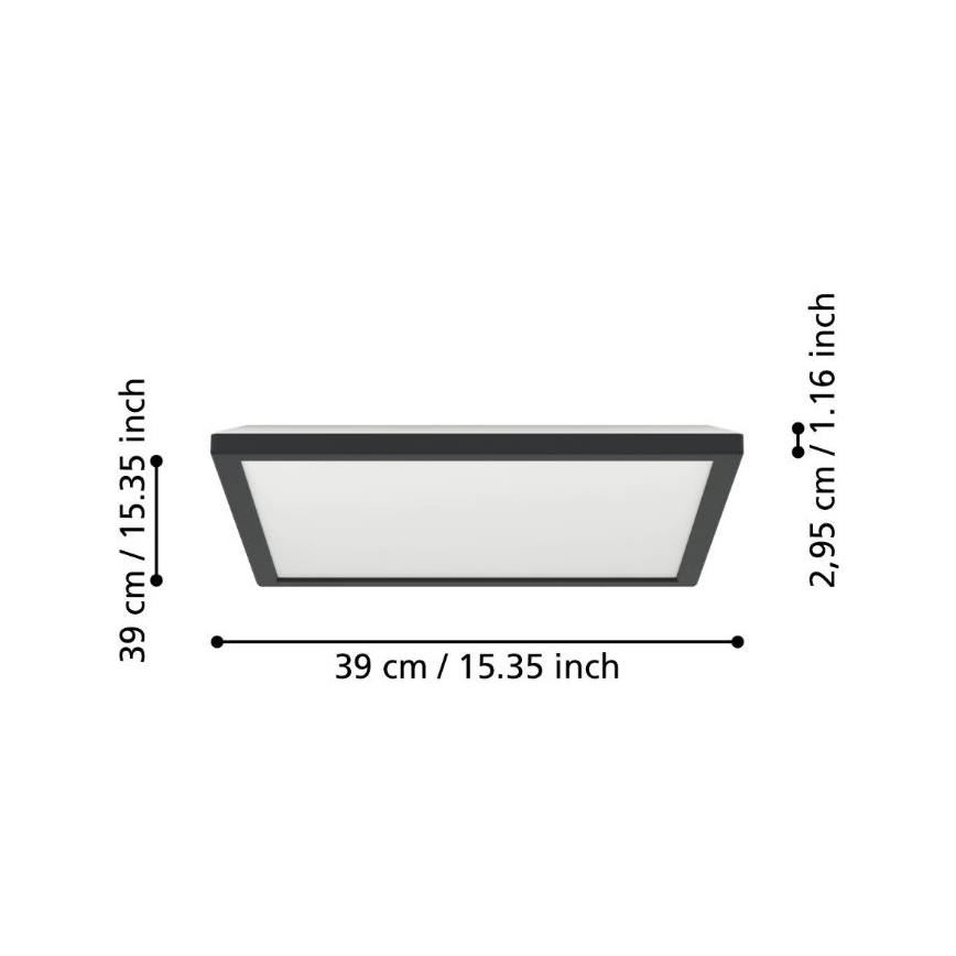 Eglo - LED taklampa för badrum LED/17,6W/230V 2700/4000/6500K 39x39 cm IP44 svart