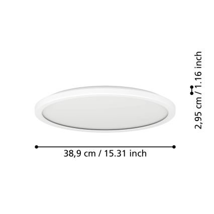 Eglo - LED badrumstaklampa LED/18,5W/230V 2700/4000/6500K Ø 38,9 cm IP44 vit