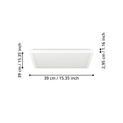 Eglo - LED taklampa för badrum LED/17,6W/230V 2700K/4000K/6500K 39x39 cm IP44 vit