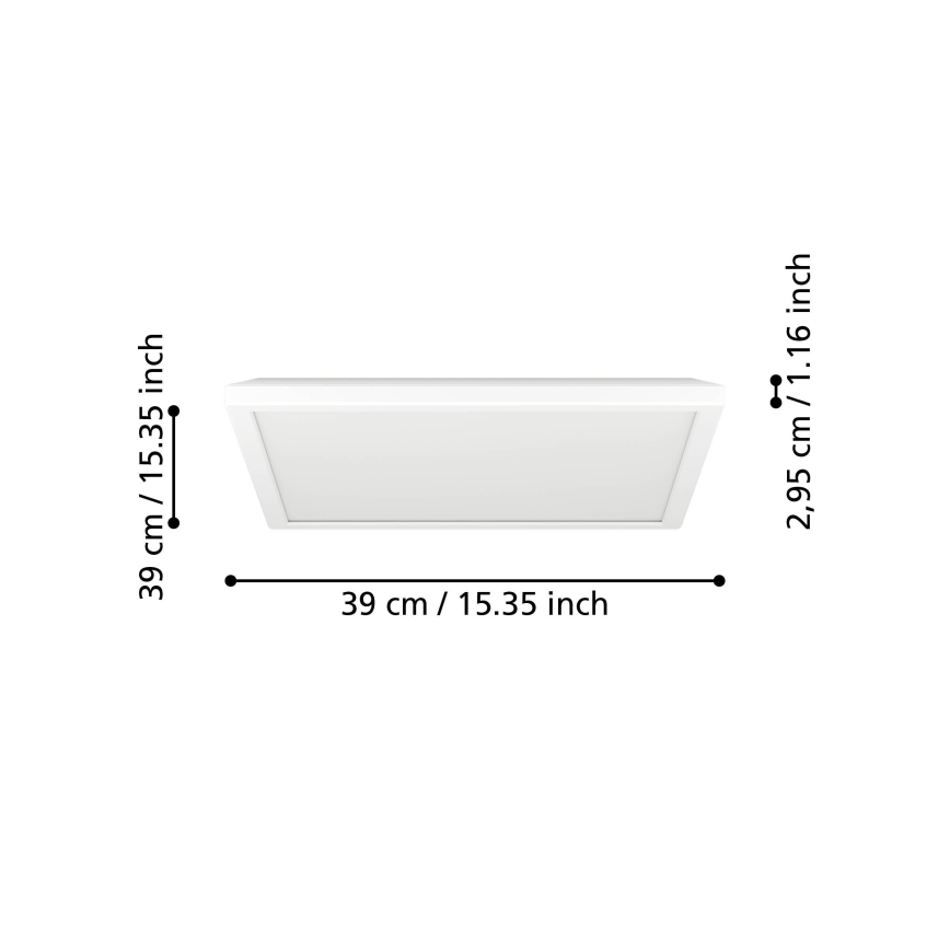 Eglo - LED taklampa för badrum LED/17,6W/230V 2700K/4000K/6500K 39x39 cm IP44 vit