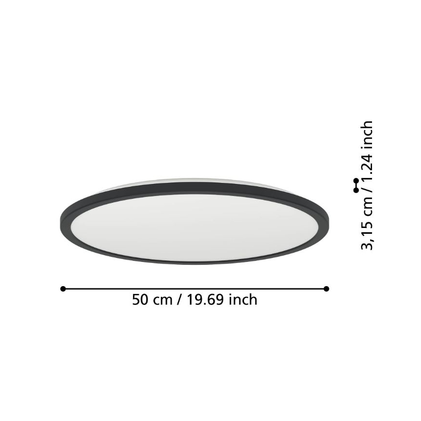 Eglo - LED ljusreglerad taklampa till badrum LED/16,8W/230V 2700-6500K diameter 50 cm IP44 svart + fjärrkontroll