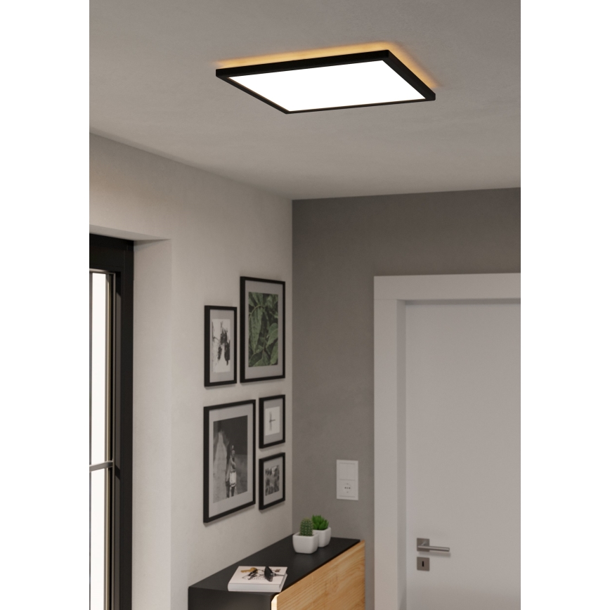 Eglo - LED ljusreglerad taklampa till badrum LED/17,6W/230V 2700-6500K 39x39 cm IP44 svart + fjärrkontroll