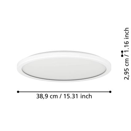 Eglo - LED ljusreglerad taklampa till badrum LED/18,5W/230V 2700-6500K diameter 38,9 cm IP44 vit + fjärrkontroll