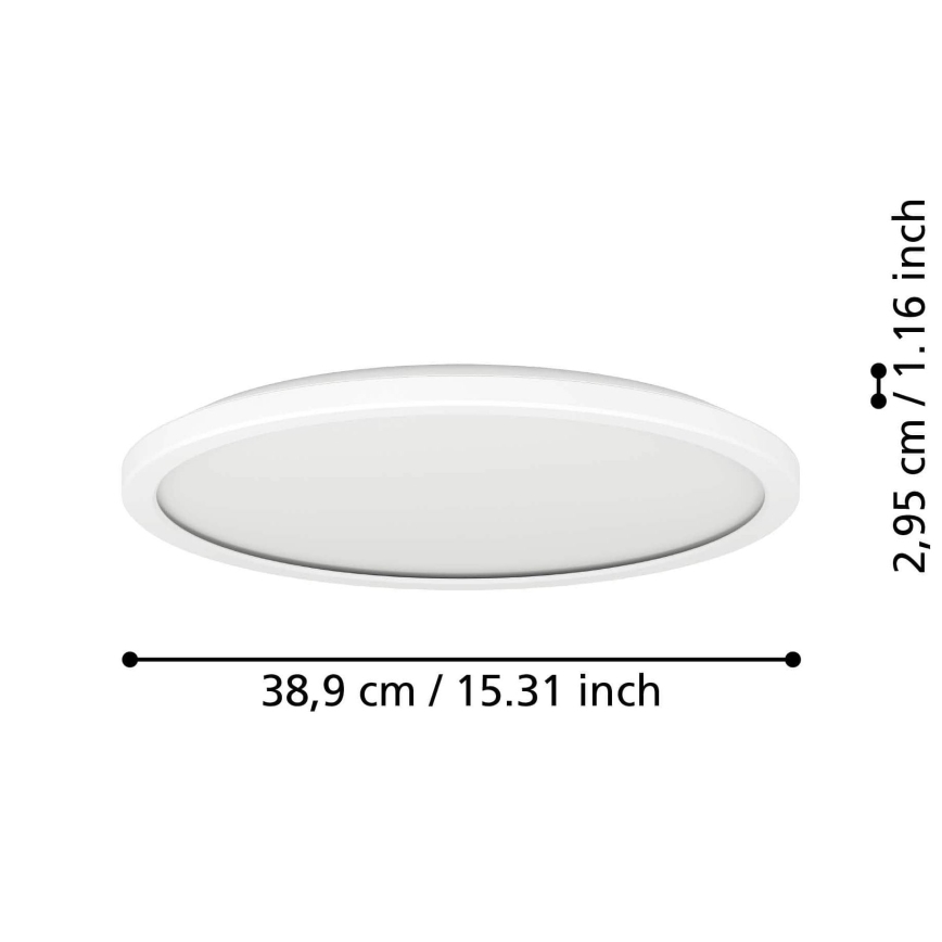 Eglo - LED ljusreglerad taklampa till badrum LED/18,5W/230V 2700-6500K diameter 38,9 cm IP44 vit + fjärrkontroll