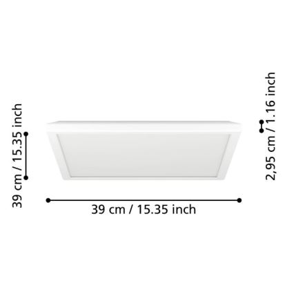 Eglo - LED ljusreglerad taklampa till badrum LED/17,6W/230V 2700-6500K 39x39 cm IP44 vit + fjärrkontroll