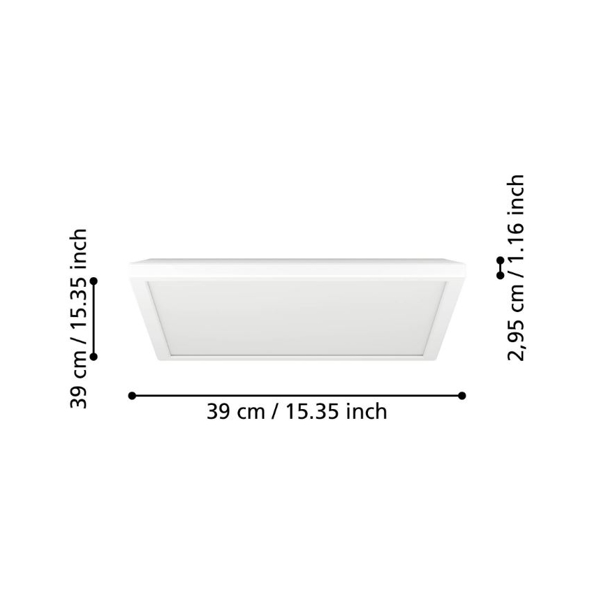 Eglo - LED ljusreglerad taklampa till badrum LED/17,6W/230V 2700-6500K 39x39 cm IP44 vit + fjärrkontroll