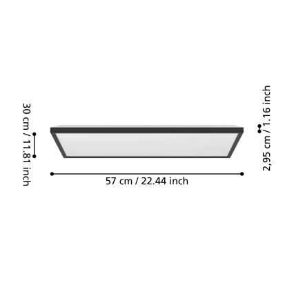 Eglo - LED RGBW Ljusreglerad vägglampa för badrum LED/17,2W/230V 2700-6500K 30x57cm IP44 svart ZigBee