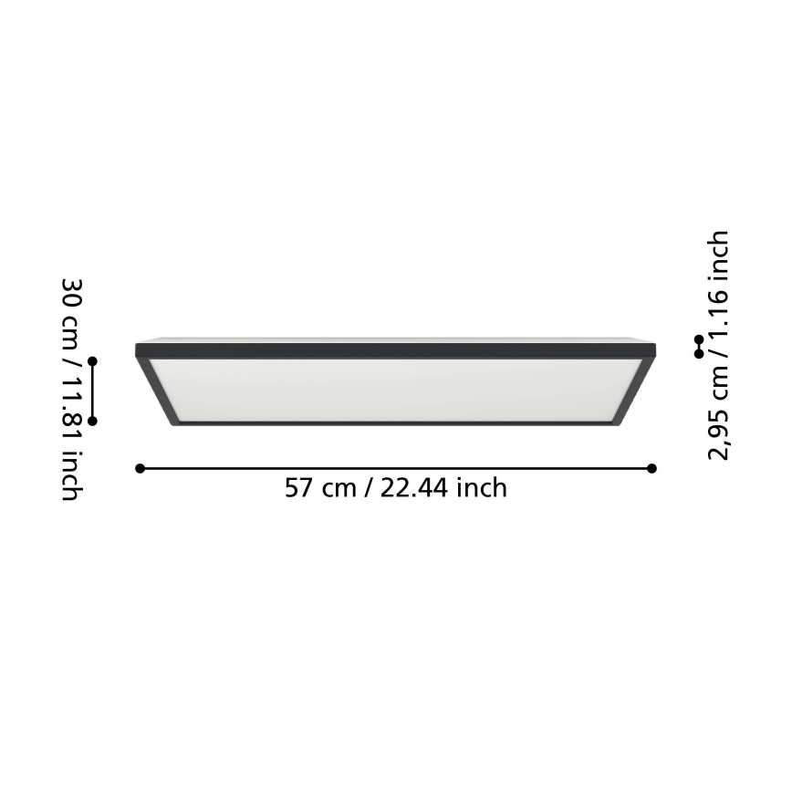 Eglo - LED RGBW Ljusreglerad vägglampa för badrum LED/17,2W/230V 2700-6500K 30x57cm IP44 svart ZigBee