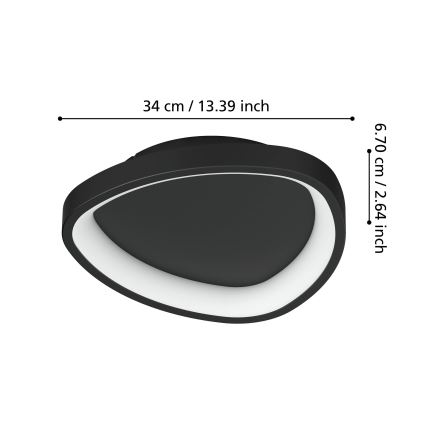 Eglo - LED Dimbar taklampa LED/12W/230V 2700-6500K svart + fjärrkontroll