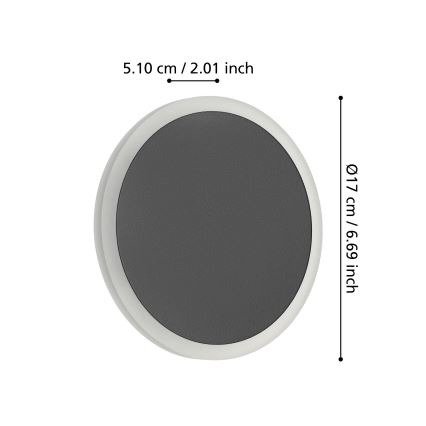 Eglo - LED väggbelysning LED/12W/230V 3000K diameter 17 cm svart