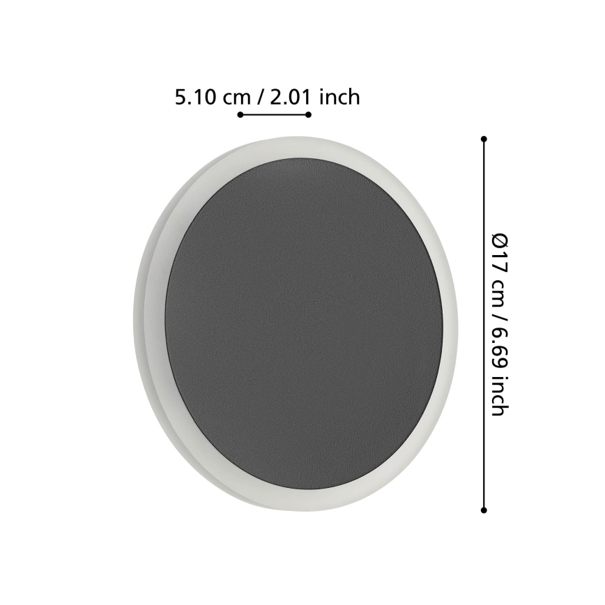 Eglo - LED väggbelysning LED/12W/230V 3000K diameter 17 cm svart
