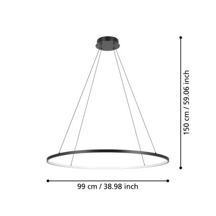 Eglo - LED ljusreglerad ljuskrona på textilsladd LED/40W/230V 2700-6500K svart + fjärrkontroll