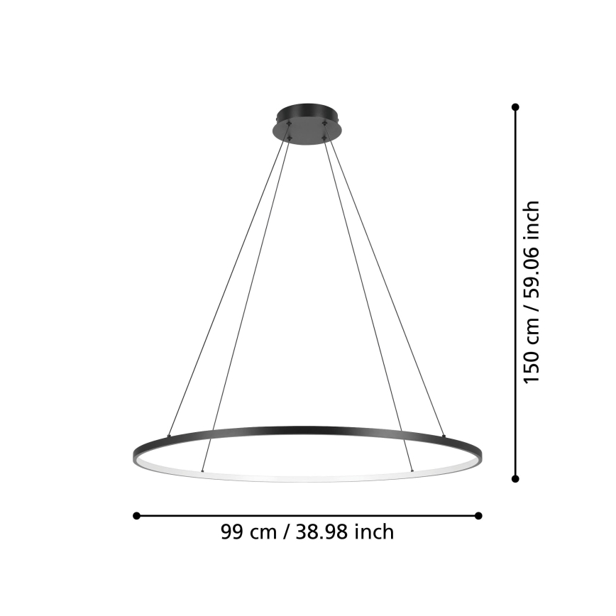 Eglo - LED ljusreglerad ljuskrona på textilsladd LED/40W/230V 2700-6500K svart + fjärrkontroll