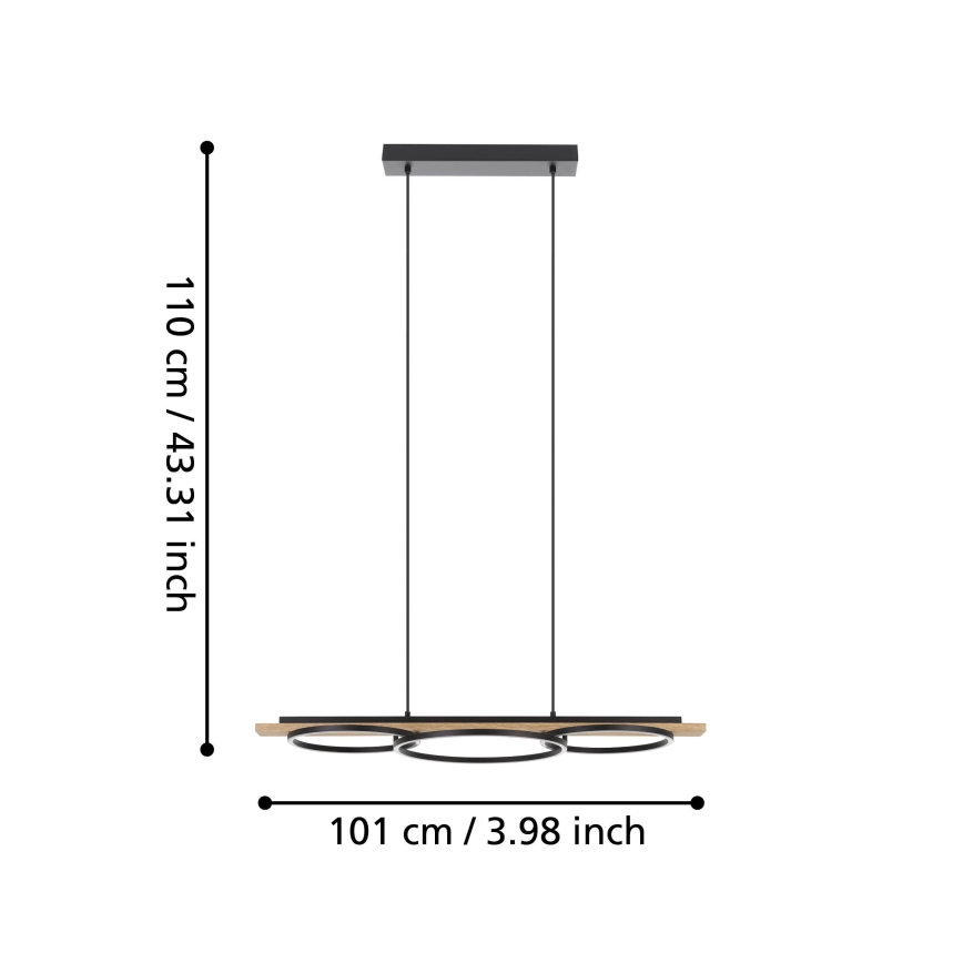 Eglo - LED ljusreglerad ljuskrona på textilsladd 2xLED/12,5W/230V+1xLED/15,5W 3000K beige/svart