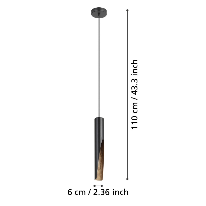 Eglo - LED ljuskrona med textilsladd 1xGU10/4,5W/230V 3000K svart/brun