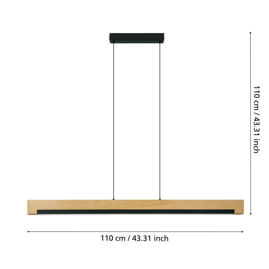 Eglo - LED ljusreglerad ljuskrona på textilsladd LED/25,5W/230V 3000K svart/beige