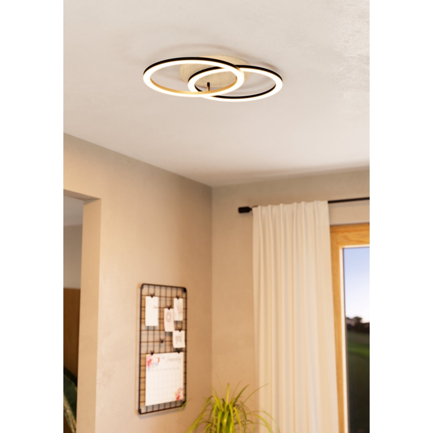 Eglo - LED Dimbar taklampa 2xLED/16W/230V 2700-6500K beige/svart ZigBee