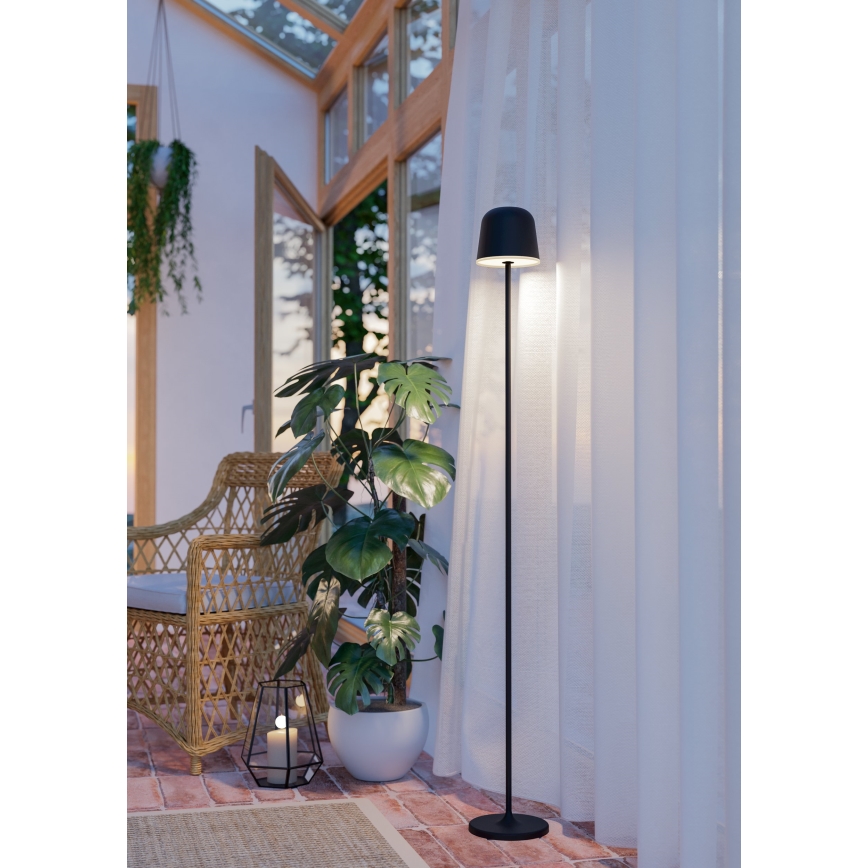 Eglo - LED Ljusreglerad utomhus uppladdningsbar golvlampa LED/4,3W/5V 2400/3000/4000K IP54 svart